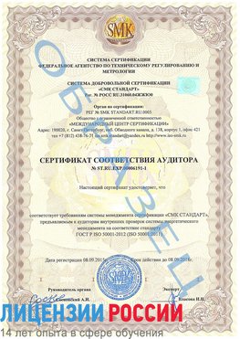 Образец сертификата соответствия аудитора №ST.RU.EXP.00006191-1 Кодинск Сертификат ISO 50001